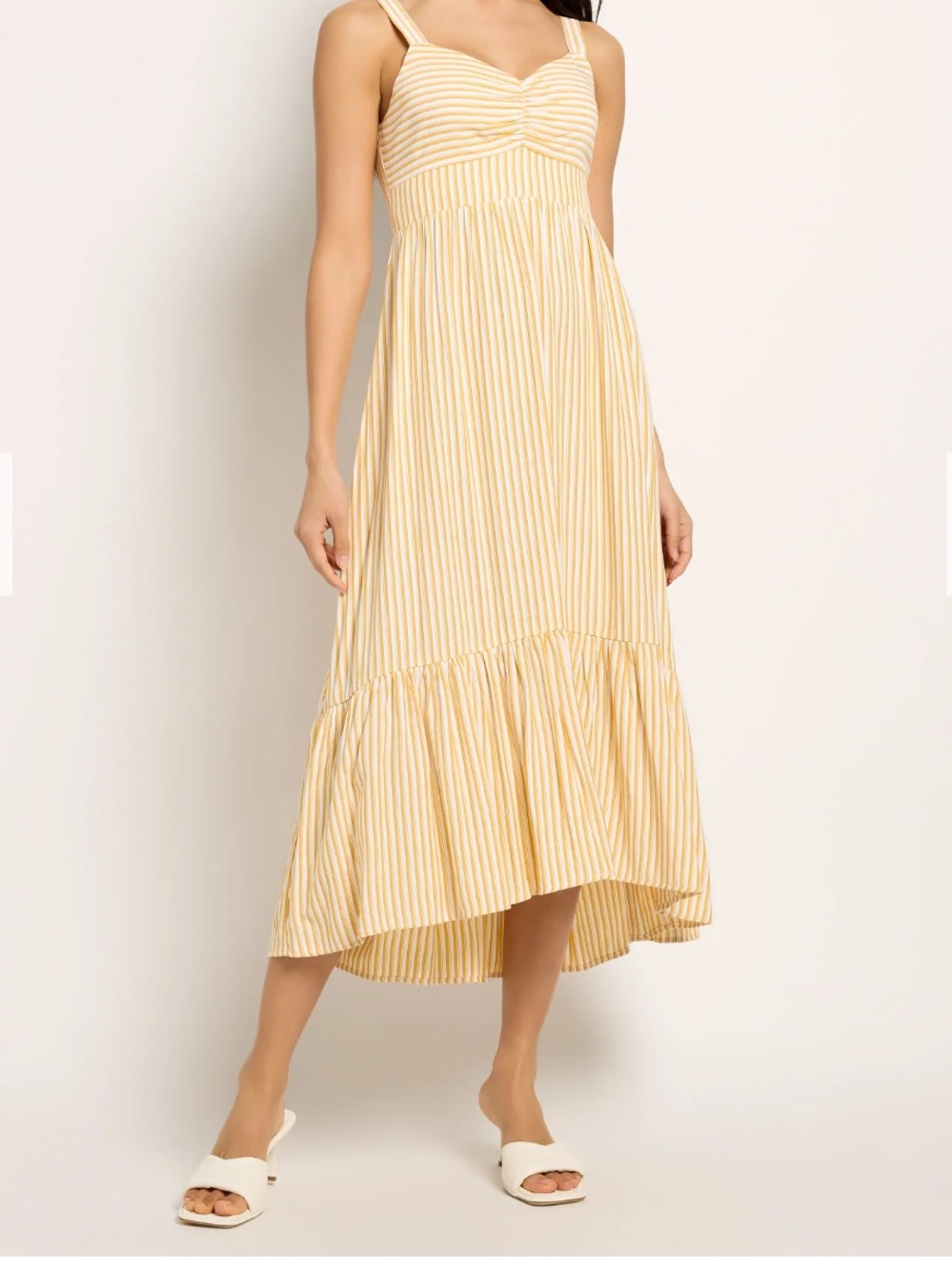Skies are Blue Women’s Yellow Striped Midi Sundress